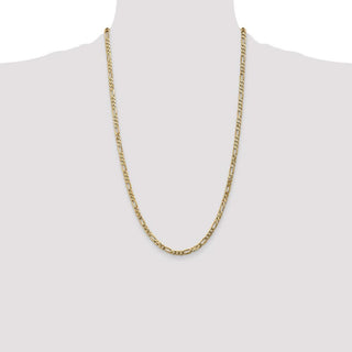26" 10k Yellow Gold 4mm Flat Figaro Chain