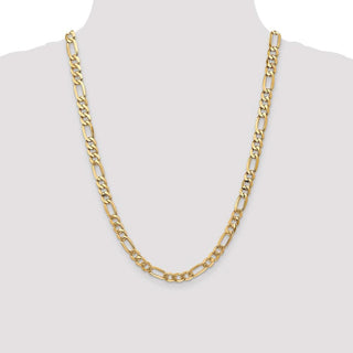 24" 10k Yellow Gold 7mm Flat Figaro Chain