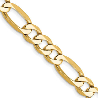 24" 10k Yellow Gold 7mm Flat Figaro Chain