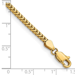 7" 10k Yellow Gold 2.5mm Franco Chain