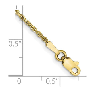7" 10k Yellow Gold 1.5mm Diamond-cut Rope Chain