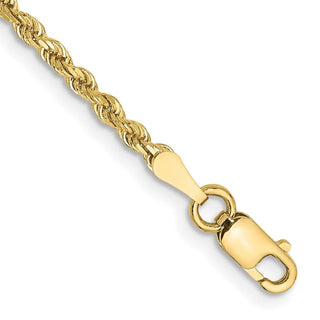 8" 10k Yellow Gold 2mm Diamond-cut Rope Chain