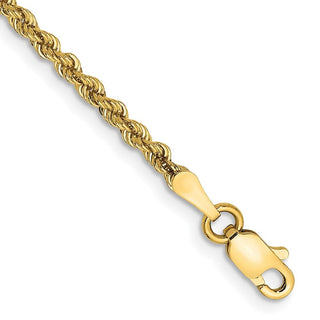 8" 10k Yellow Gold 2.25mm Regular Rope Chain
