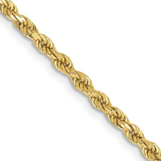 22" 10k Yellow Gold 2.25mm Diamond-cut Rope Chain