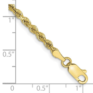 8" 10k Yellow Gold 2.75mm Diamond-cut Rope Chain