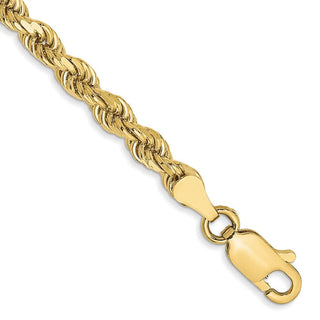 9" 10k Yellow Gold 3.5mm Diamond-cut Rope Chain