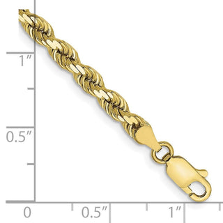 7" 10k Yellow Gold 4mm Diamond-cut Rope Chain