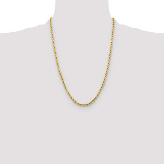 24" 10k Yellow Gold 4.25mm Diamond-cut Rope Chain