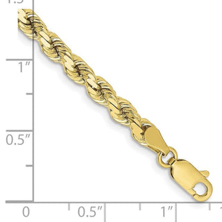 7" 10k Yellow Gold 4.25mm Diamond-cut Rope Chain