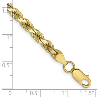 8" 10k Yellow Gold 4.5mm Diamond-Cut Rope Chain