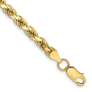 8" 10k Yellow Gold 4.5mm Diamond-Cut Rope Chain
