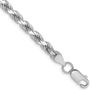 8" 10k White Gold 4.5mm Diamond-Cut Rope Chain