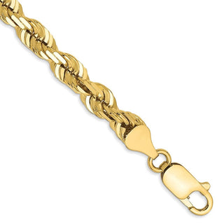 8" 10k Yellow Gold 5.5mm Diamond-cut Rope Chain