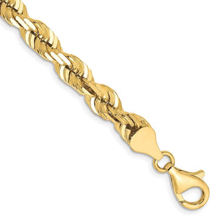 8" 10k Yellow Gold 6.5mm Diamond-cut Rope Chain