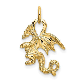 10K Yellow Gold Solid Polished 3-Dimensional Dragon Charm