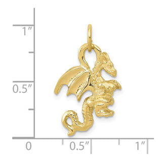 10K Yellow Gold Solid Polished 3-Dimensional Dragon Charm