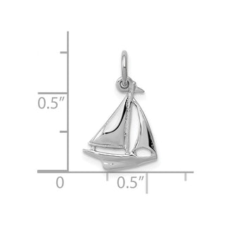 10k White Gold Solid Polished 3-Dimensional Sailboat Charm