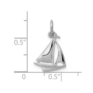 10k White Gold Solid Polished 3-Dimensional Sailboat Charm