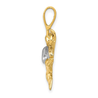 10K Yellow Gold & Rhodium-plating Polished Open-Backed Scuba Diver Pendant