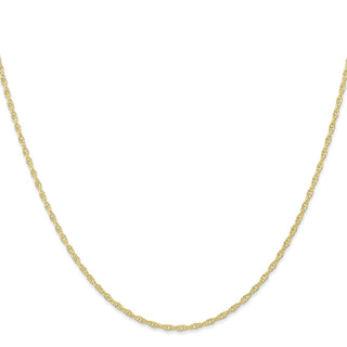24" 10k Yellow Gold 1.35mm Carded Cable Rope Chain