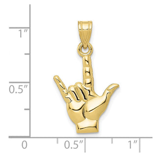 10K Yellow Gold Polished I Love You Hand/Sign Language Charm