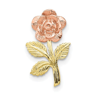10k Rose and Yellow Gold Rose Flower Slide Pendant
