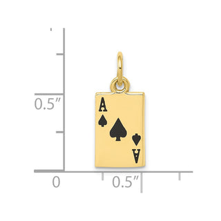 10K Yellow Gold Enameled Ace of Spades Card Charm