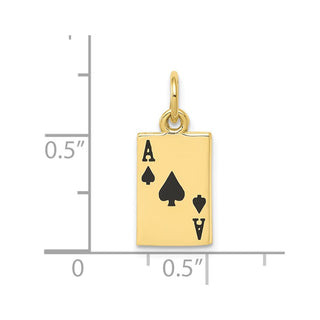 10K Yellow Gold Enameled Ace of Spades Card Charm