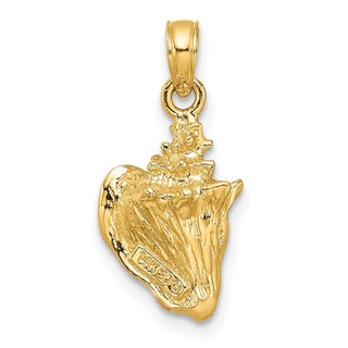 10K Yellow Gold Enameled 3-D Conch Shell Pendant