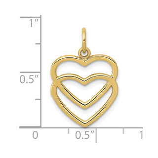 10K Yellow Gold Polished Double Heart Pendant