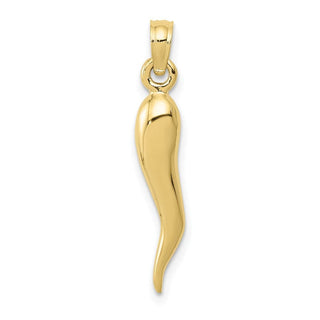 10k Yellow Gold Medium Italian Horn Pendant