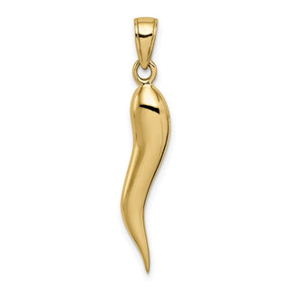 10k Yellow Gold Large Italian Horn Pendant