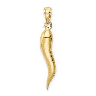 10k Yellow Gold Large Italian Horn Pendant