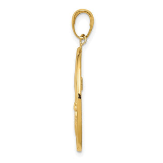 10K Yellow Gold Fleur-De-Lis on Oval Disk Pendant