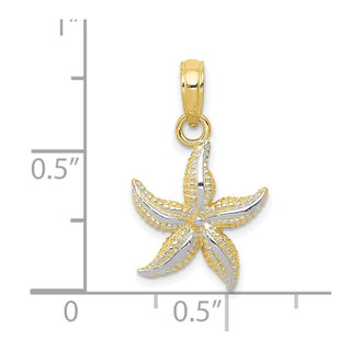 10k Yellow Gold w/Rhodium Starfish Pendant 10K2953