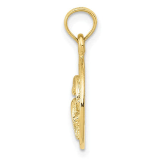 10k Yellow Gold Double Dolphin Circle Pendant
