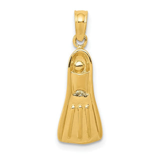 10K Yellow Gold 3D Scuba Flipper Pendant