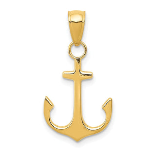 10K Yellow Gold Anchor Pendant 10K3075