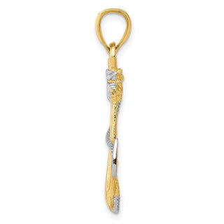 10k Yellow Gold w/ Rhodium-plating Anchor w/Rope Pendant