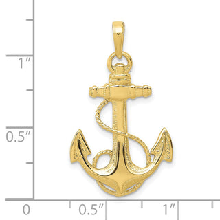 10k Yellow Gold Anchor w/Rope Pendant