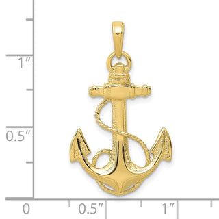 10k Yellow Gold Anchor w/Rope Pendant