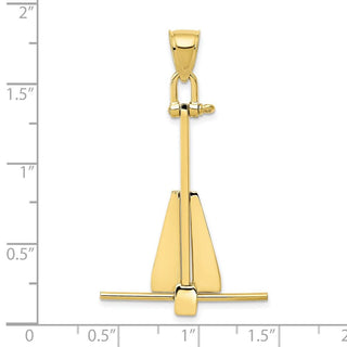 10K Yellow Gold 3D Moveable Anchor Pendant