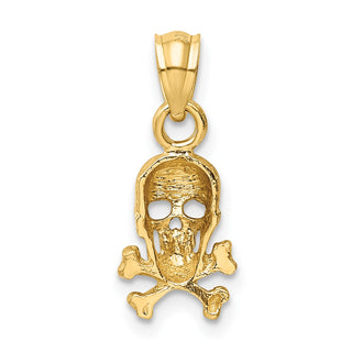 10K Yellow Gold Skull and Cross Bones Pendant