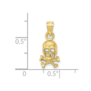 10K Yellow Gold Skull and Cross Bones Pendant
