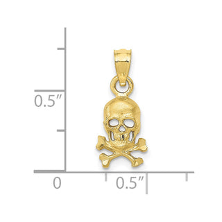 10K Yellow Gold Skull and Cross Bones Pendant