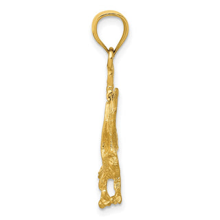 10K Yellow Gold Satin Diamond-cut Eagle Pendant