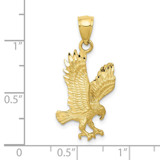 10K Yellow Gold Satin Diamond-cut Eagle Pendant