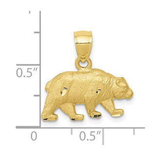 10K Yellow Gold Diamond-cut Bear Pendant 10K3321