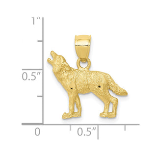 10K Yellow Gold Diamond-cut Wolf Pendant