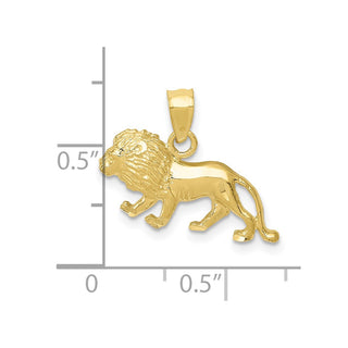 10K Yellow Gold Diamond-cut Lion Pendant